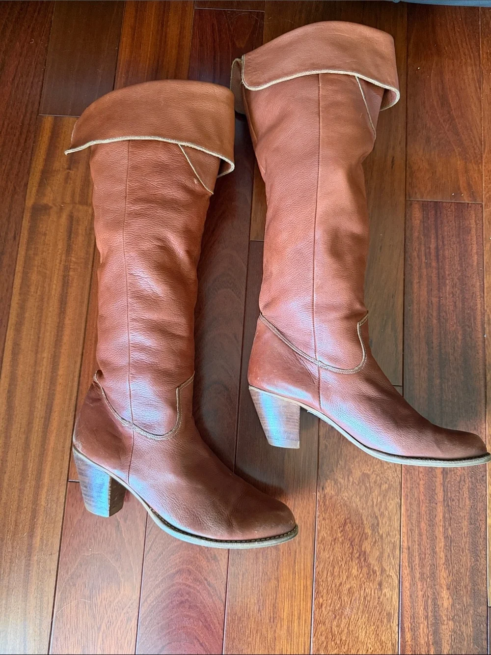 The Wild Pair Leather Riding Boots Over the Knee Cuff Cowgirl Western Bohemian